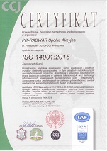 Certyfikat Systemu Jako�ci - ISO 14001