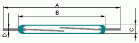 Dimension of reed switches ZW-103, ZW-104