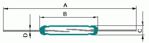 Dimension of miniature reed switches